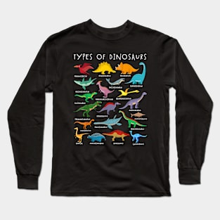 Dinosaurs Alphabet A-Z ABC Dino Identification Long Sleeve T-Shirt